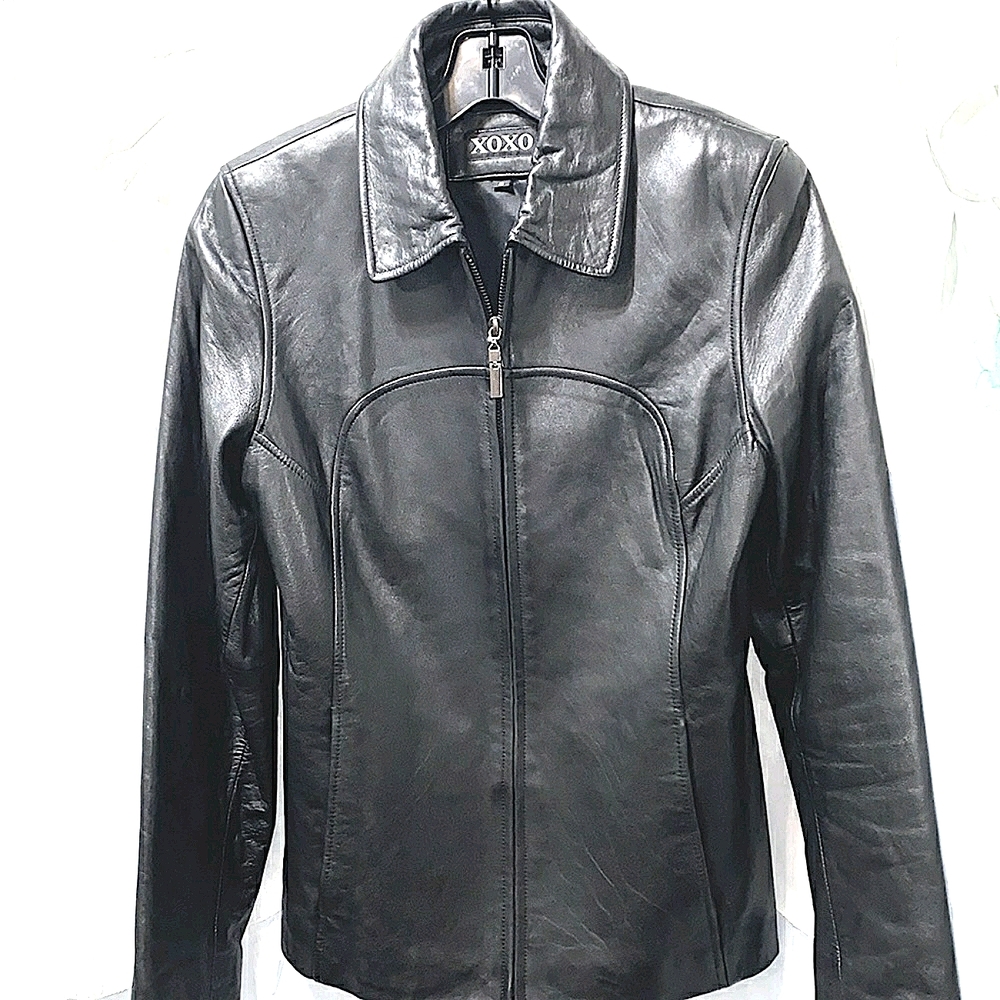 XOXO BLACK BUTTER LEATHER JACKET SZ S